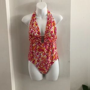 Kristin Davis Paisley Floral Halter Swimsuit, 8